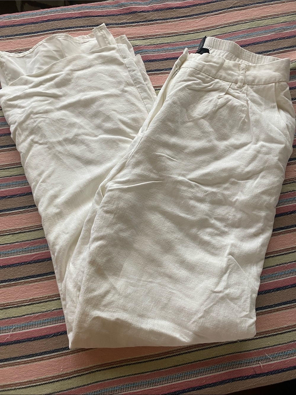 Aqua White Lightweight Linen-Blend Trousers - Picture 2 of 9